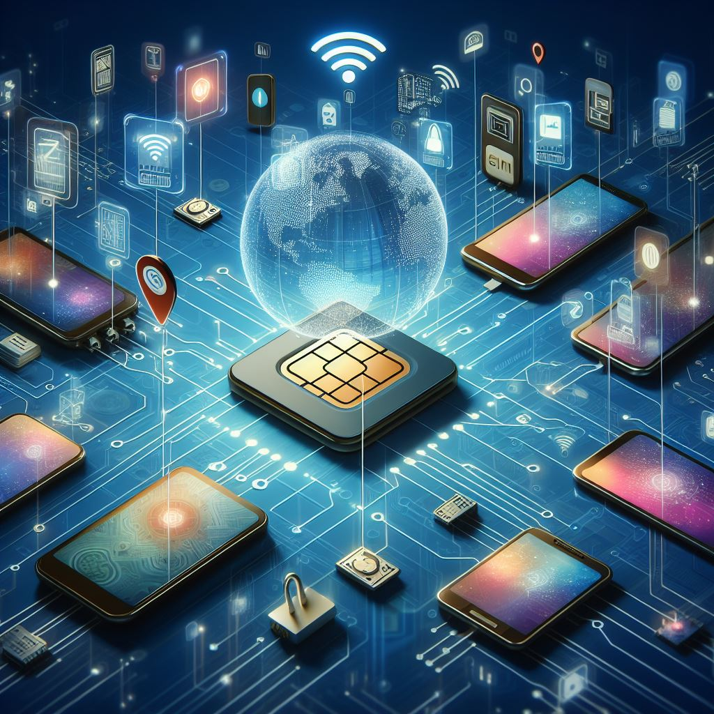 Illustration of eSIM technology connecting various devices, highlighting its transformative impact on mobile communication