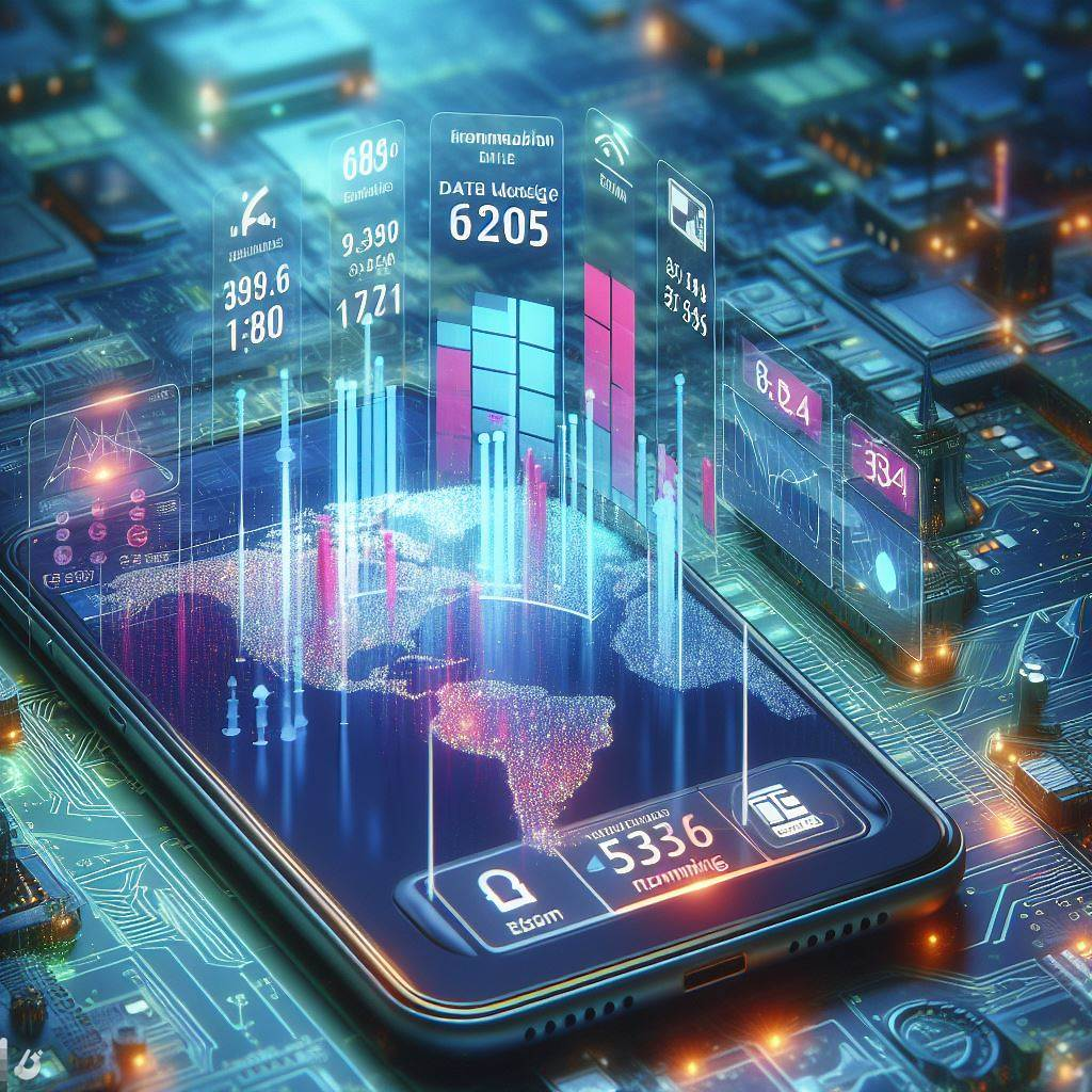 Smartphone displaying data usage and cost tracking for eSIM roaming in Europe